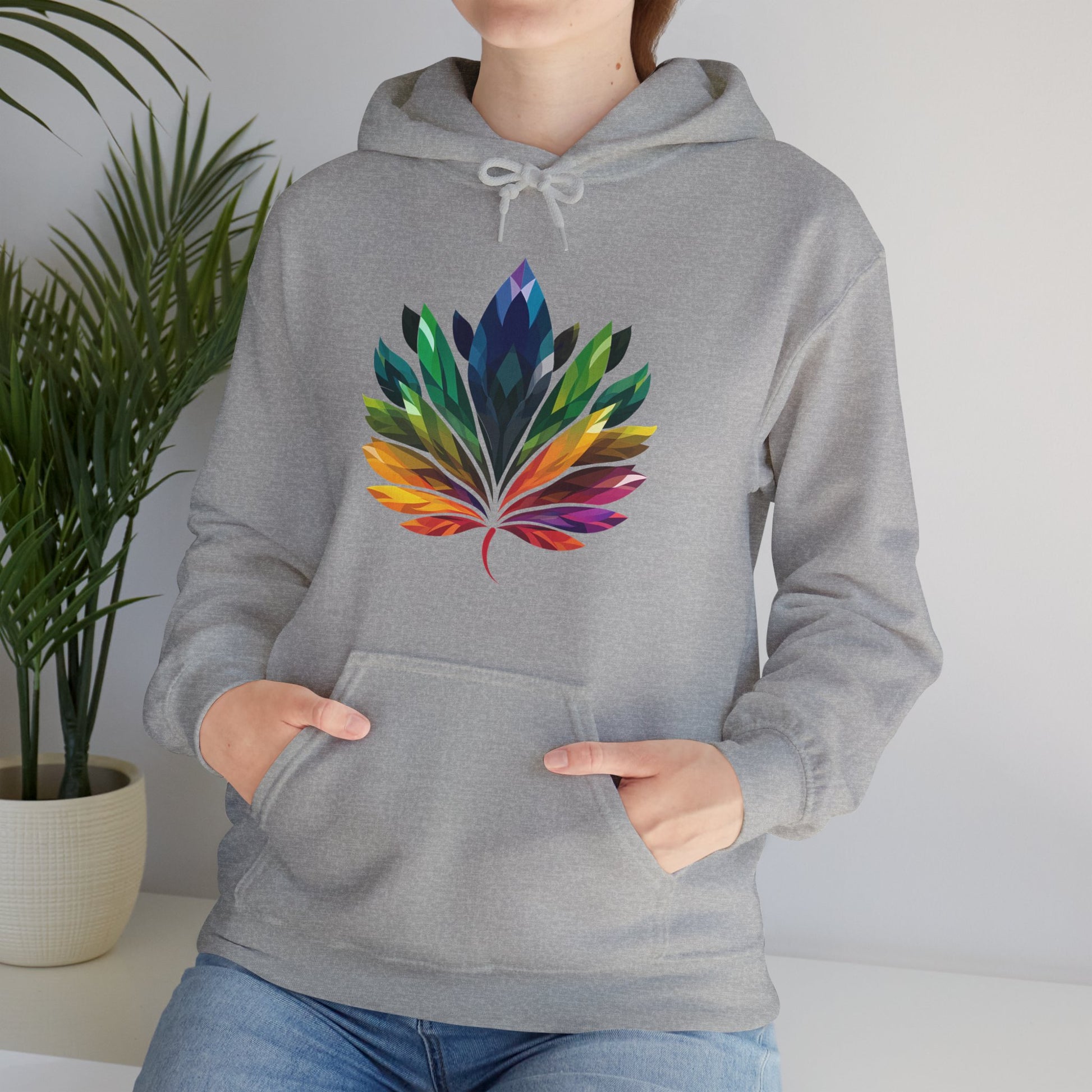 Rainbow - Coloured Leaf - Unisex Hoodie - Hoodie - The Lucky Wombat