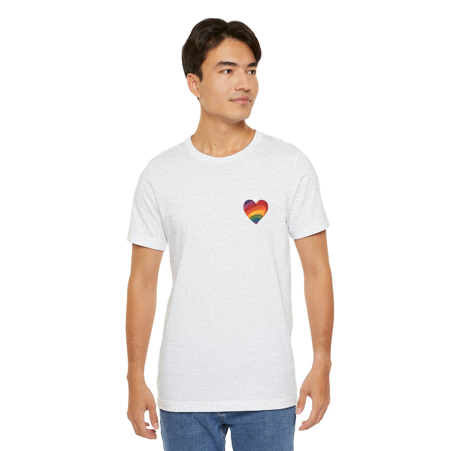 Cartoon Rainbow Heart - Heart - Side Print - Unisex T-Shirt - T-Shirt - The Lucky Wombat