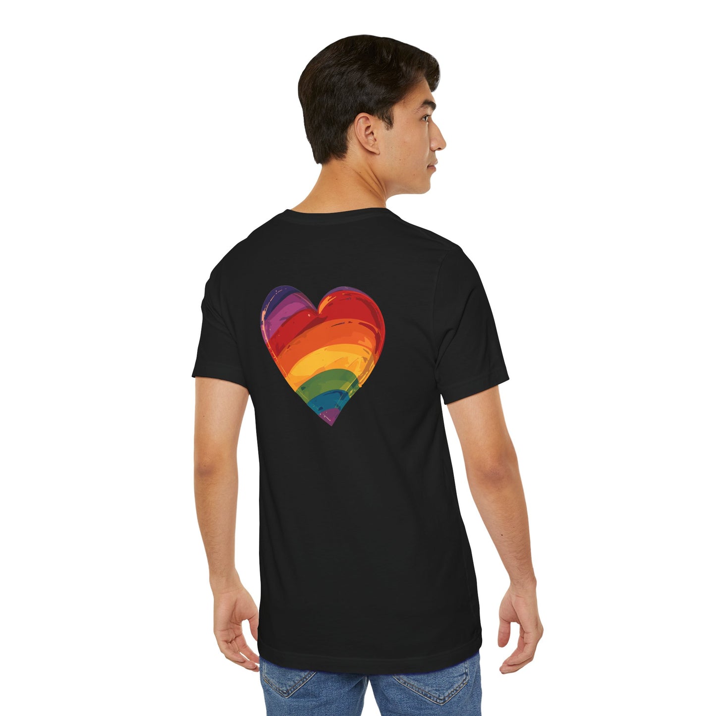 Cartoon Rainbow Heart - Heart - Side Print - Unisex T-Shirt - T-Shirt - The Lucky Wombat