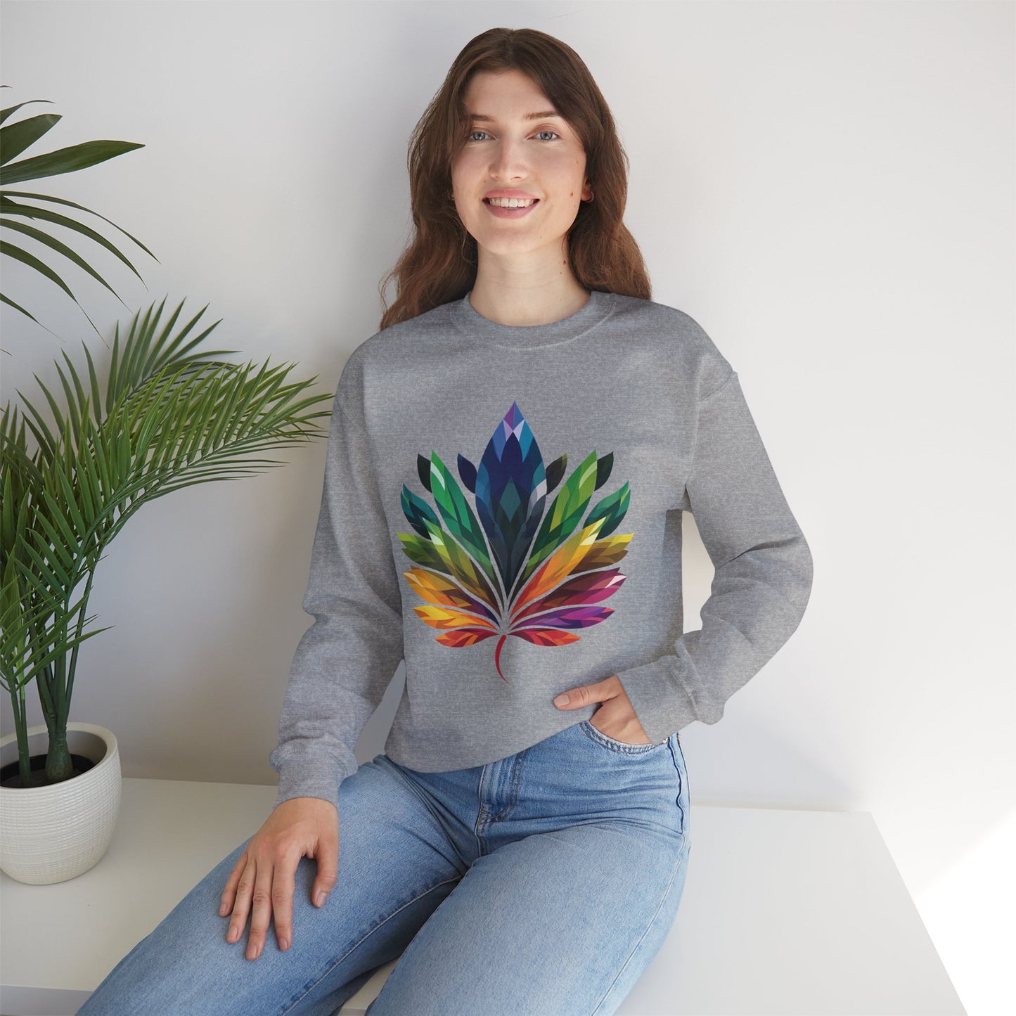 Rainbow - Coloured Leaf Unisex Sweatshirt - Sweatshirt - The Lucky Wombat