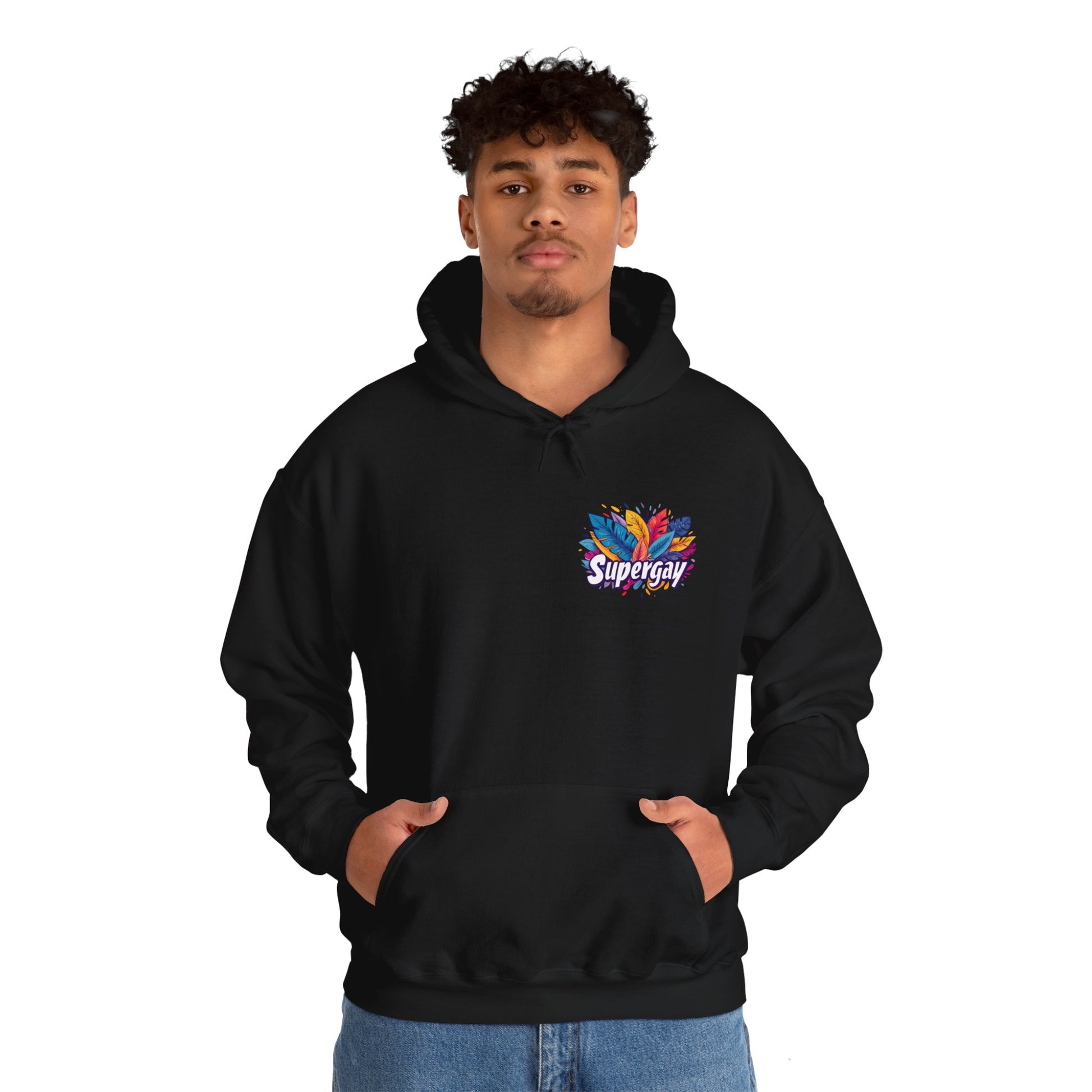 Supergay | heart - side print - Unisex Hoodie - Hoodie - The Lucky Wombat