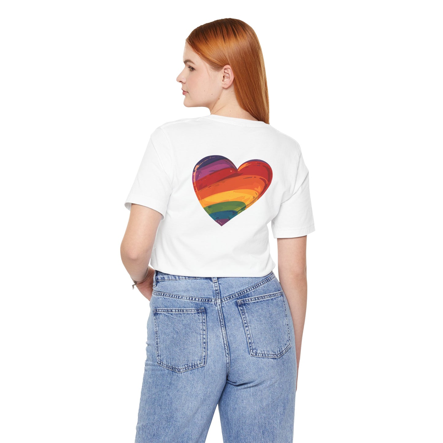 Cartoon Rainbow Heart - Heart - Side Print - Unisex T-Shirt - T-Shirt - The Lucky Wombat