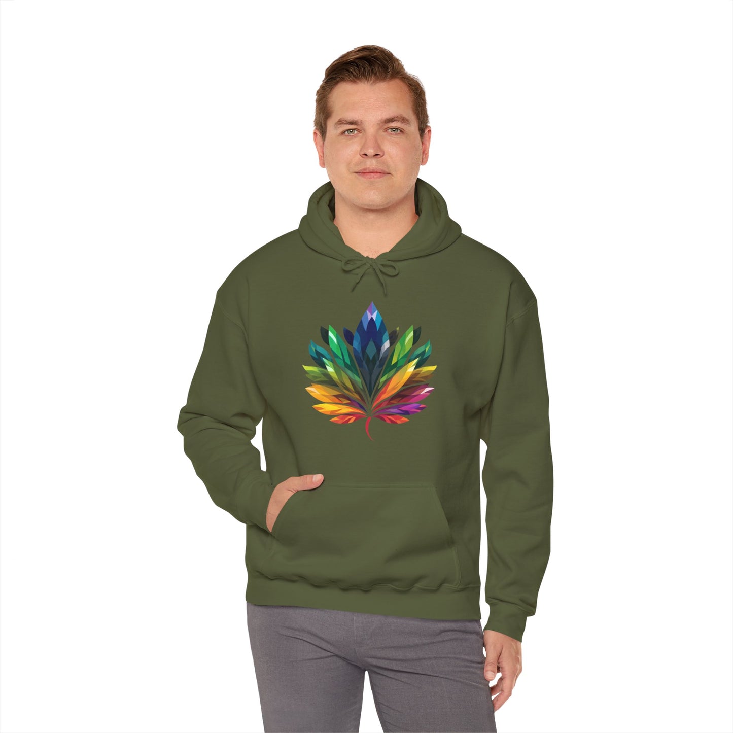 Rainbow - Coloured Leaf - Unisex Hoodie - Hoodie - The Lucky Wombat