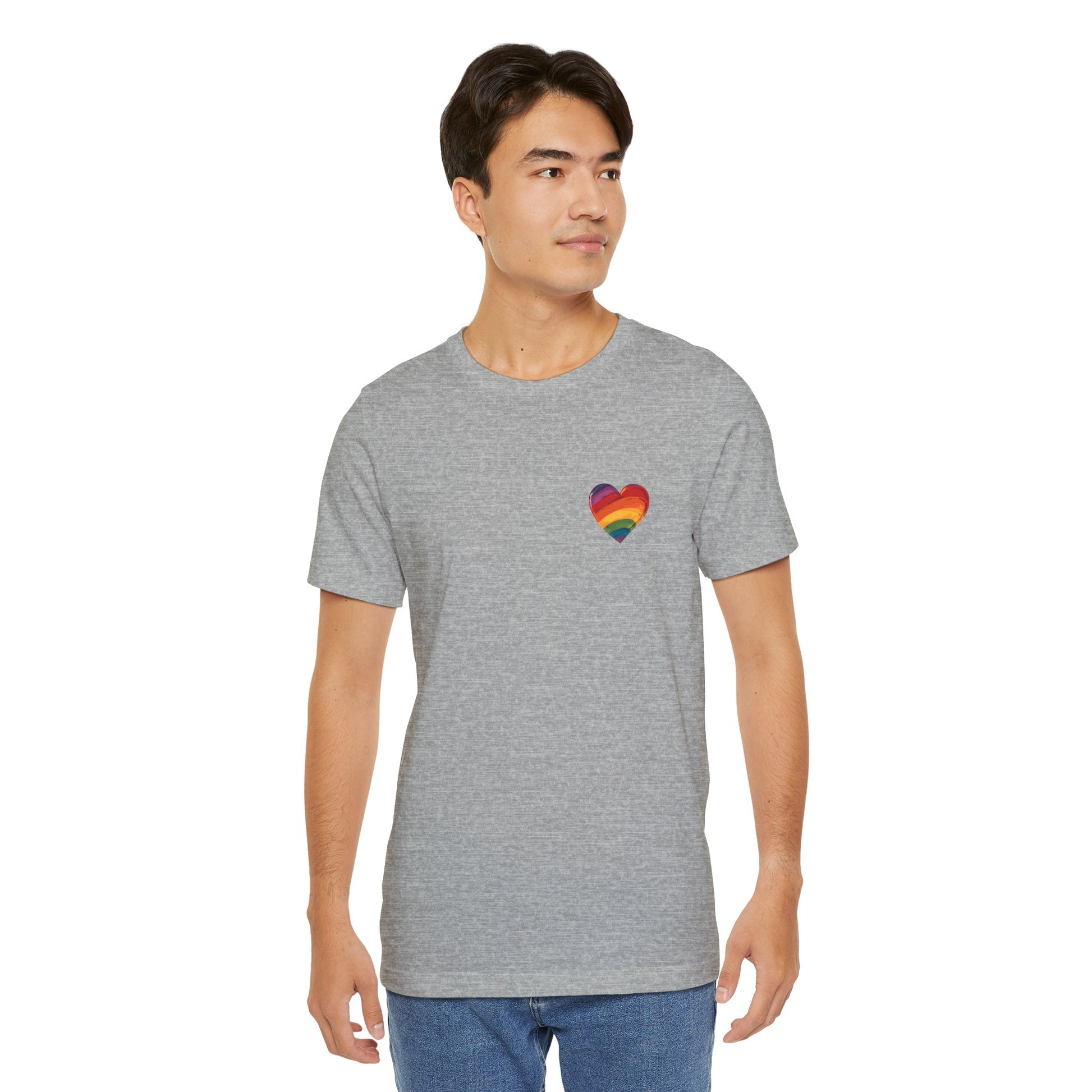 Cartoon Rainbow Heart - Heart - Side Print - Unisex T-Shirt - T-Shirt - The Lucky Wombat