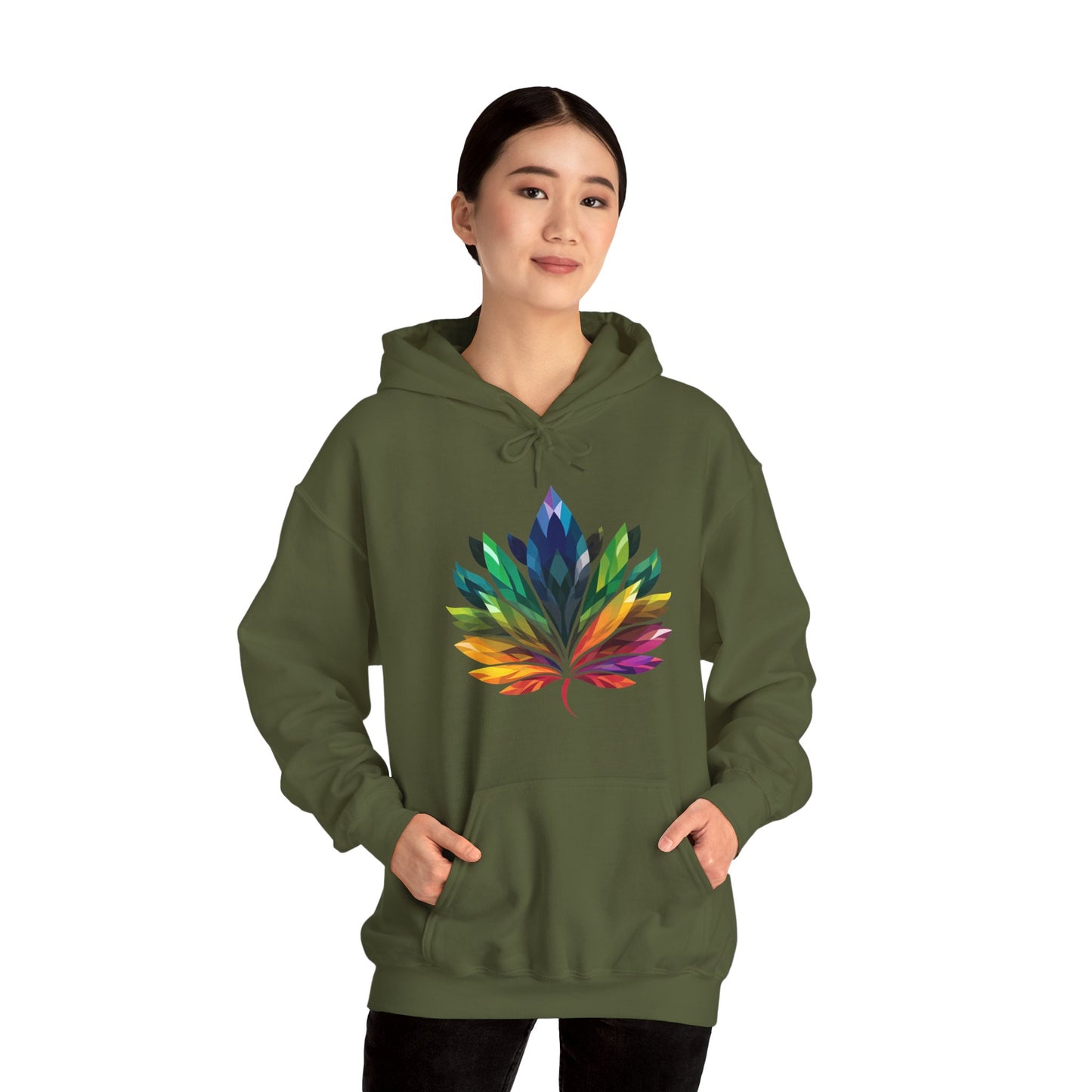 Rainbow - Coloured Leaf - Unisex Hoodie - Hoodie - The Lucky Wombat