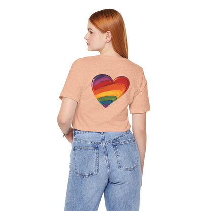 Cartoon Rainbow Heart - Heart - Side Print - Unisex T-Shirt - T-Shirt - The Lucky Wombat