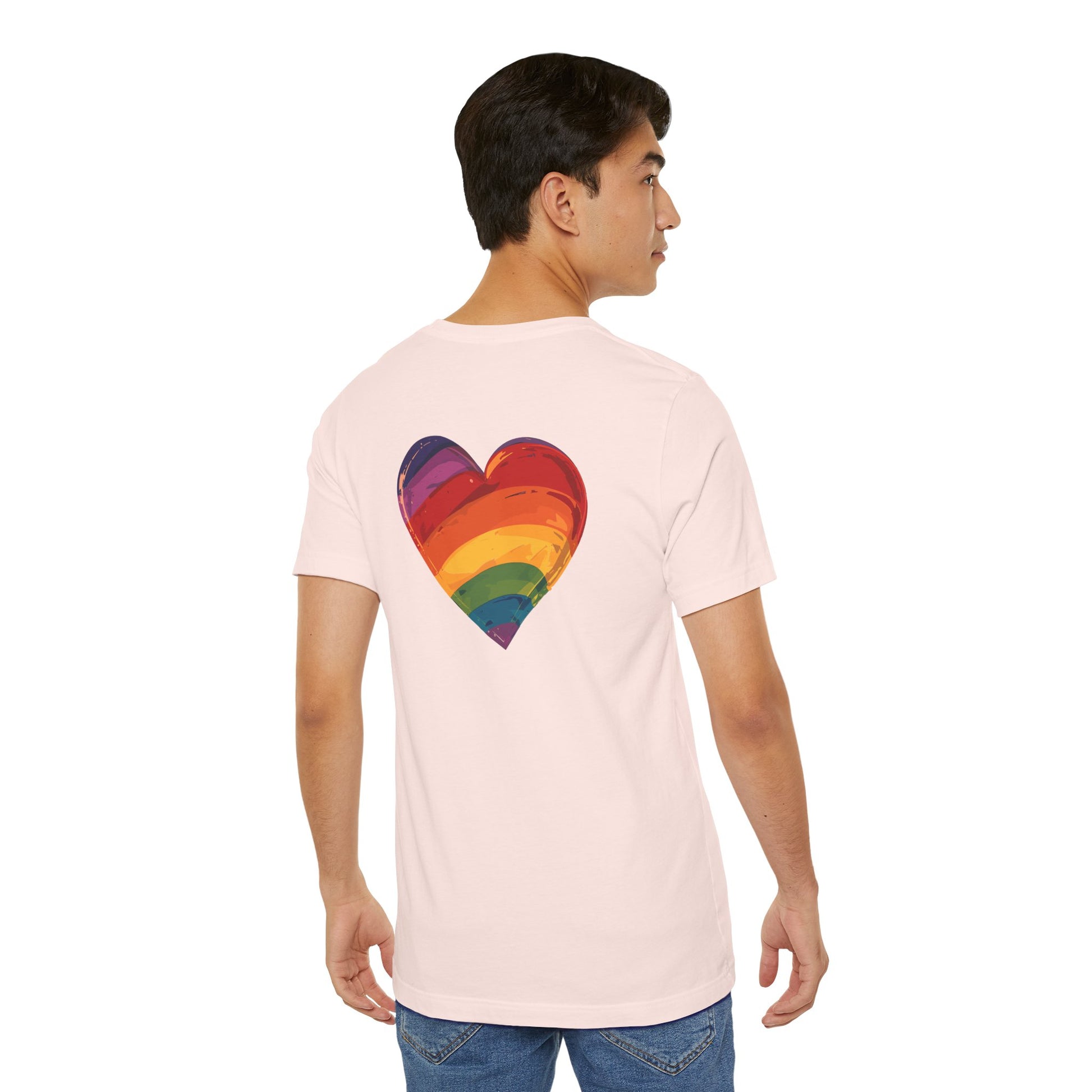 Cartoon Rainbow Heart - Heart - Side Print - Unisex T-Shirt - T-Shirt - The Lucky Wombat