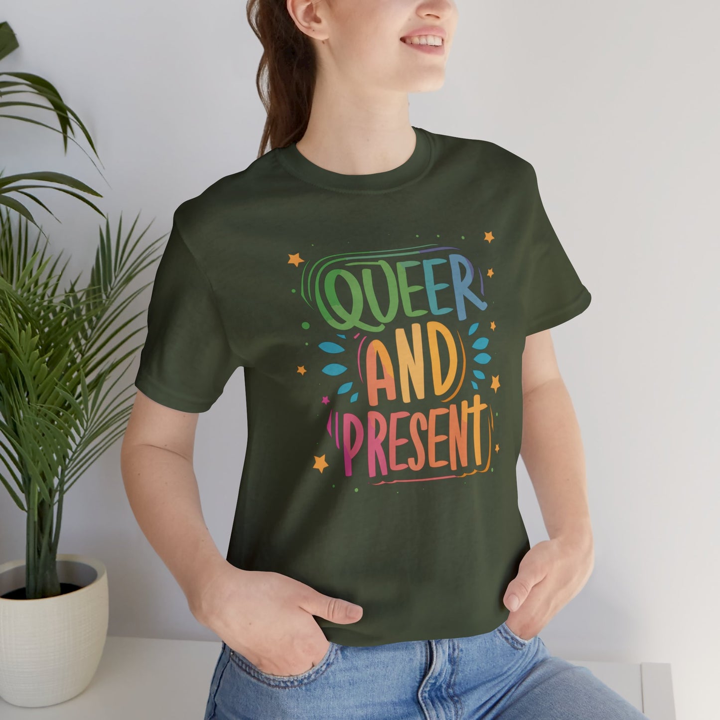 Queer and Present - Unisex T-shirt - T-Shirt - The Lucky Wombat