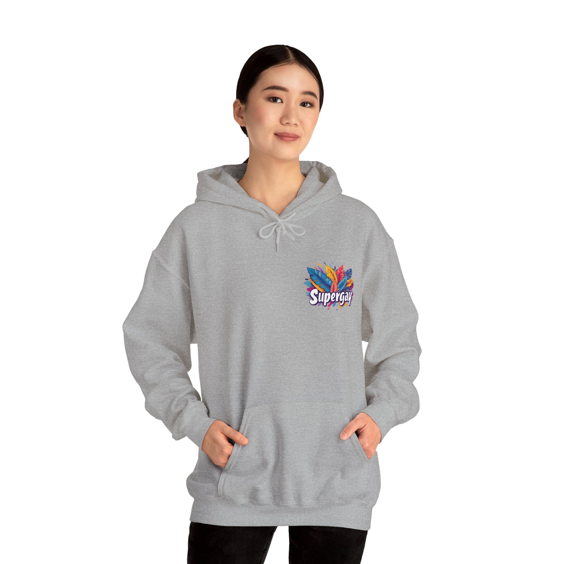 Supergay | heart - side print - Unisex Hoodie - Hoodie - The Lucky Wombat