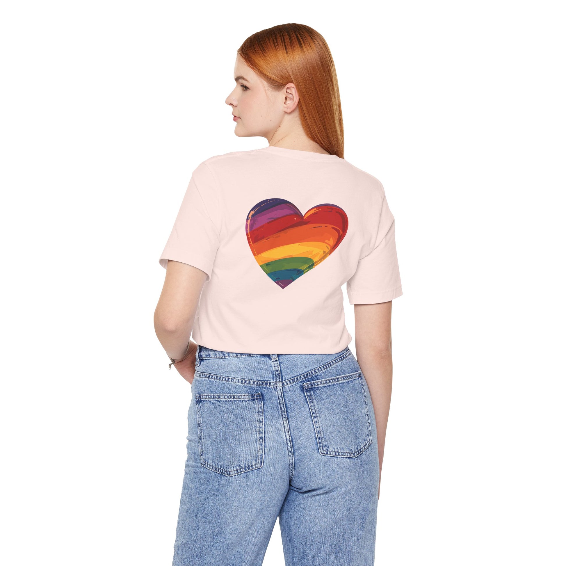 Cartoon Rainbow Heart - Heart - Side Print - Unisex T-Shirt - T-Shirt - The Lucky Wombat