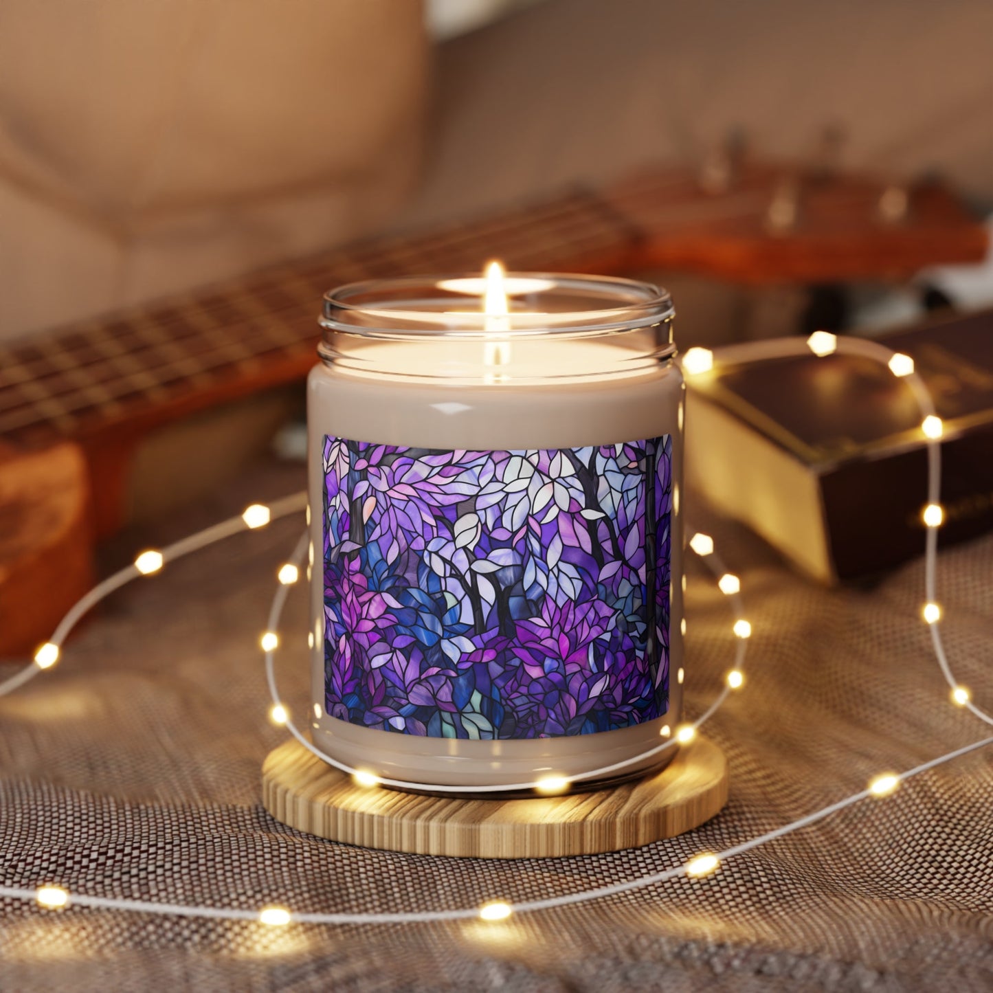 Asexual Pride Scented Soy Candle 9oz - Purple & Pink Stained Glass Forest Design | Unique Asexuality Awareness & Support Decor - Home Decor - The Lucky Wombat