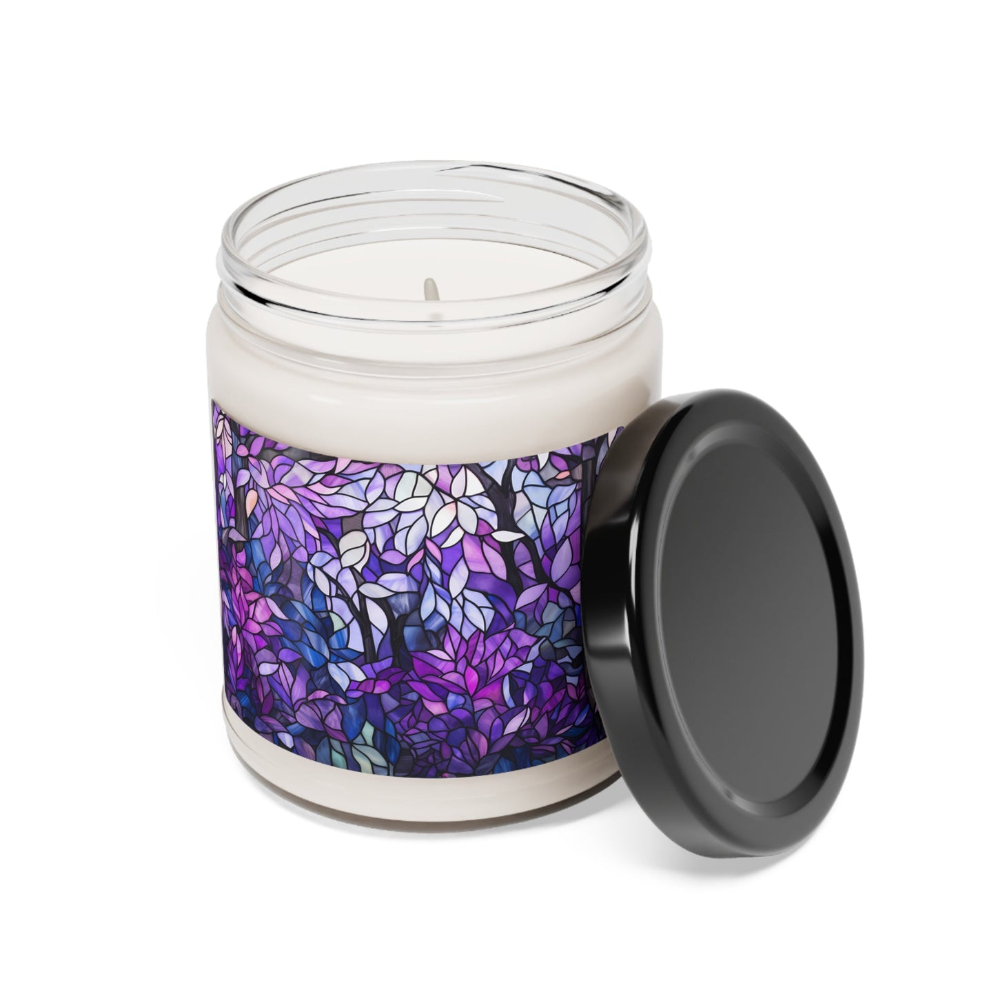 Asexual Pride Scented Soy Candle 9oz - Purple & Pink Stained Glass Forest Design | Unique Asexuality Awareness & Support Decor - Home Decor - The Lucky Wombat