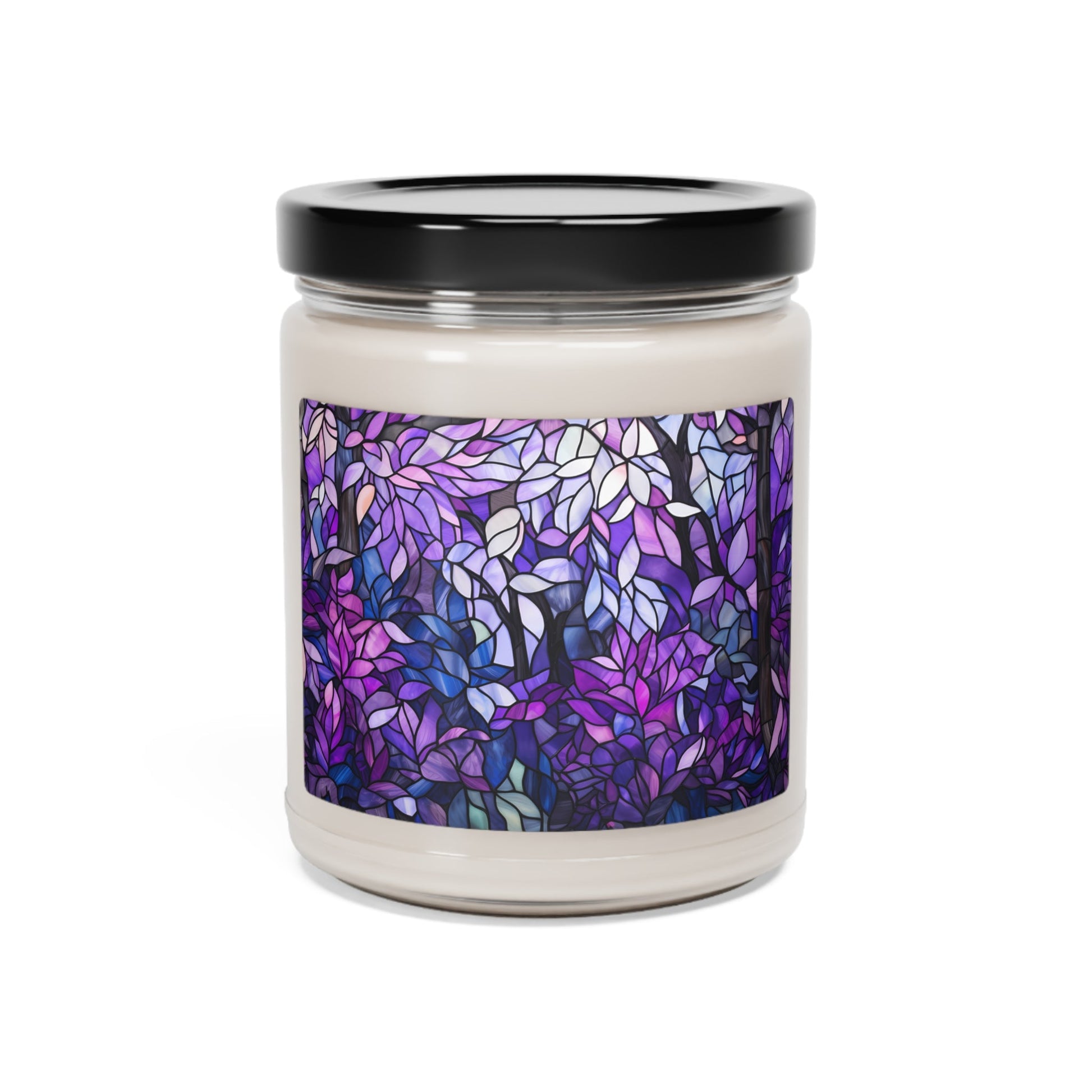 Asexual Pride Scented Soy Candle 9oz - Purple & Pink Stained Glass Forest Design | Unique Asexuality Awareness & Support Decor - Home Decor - The Lucky Wombat