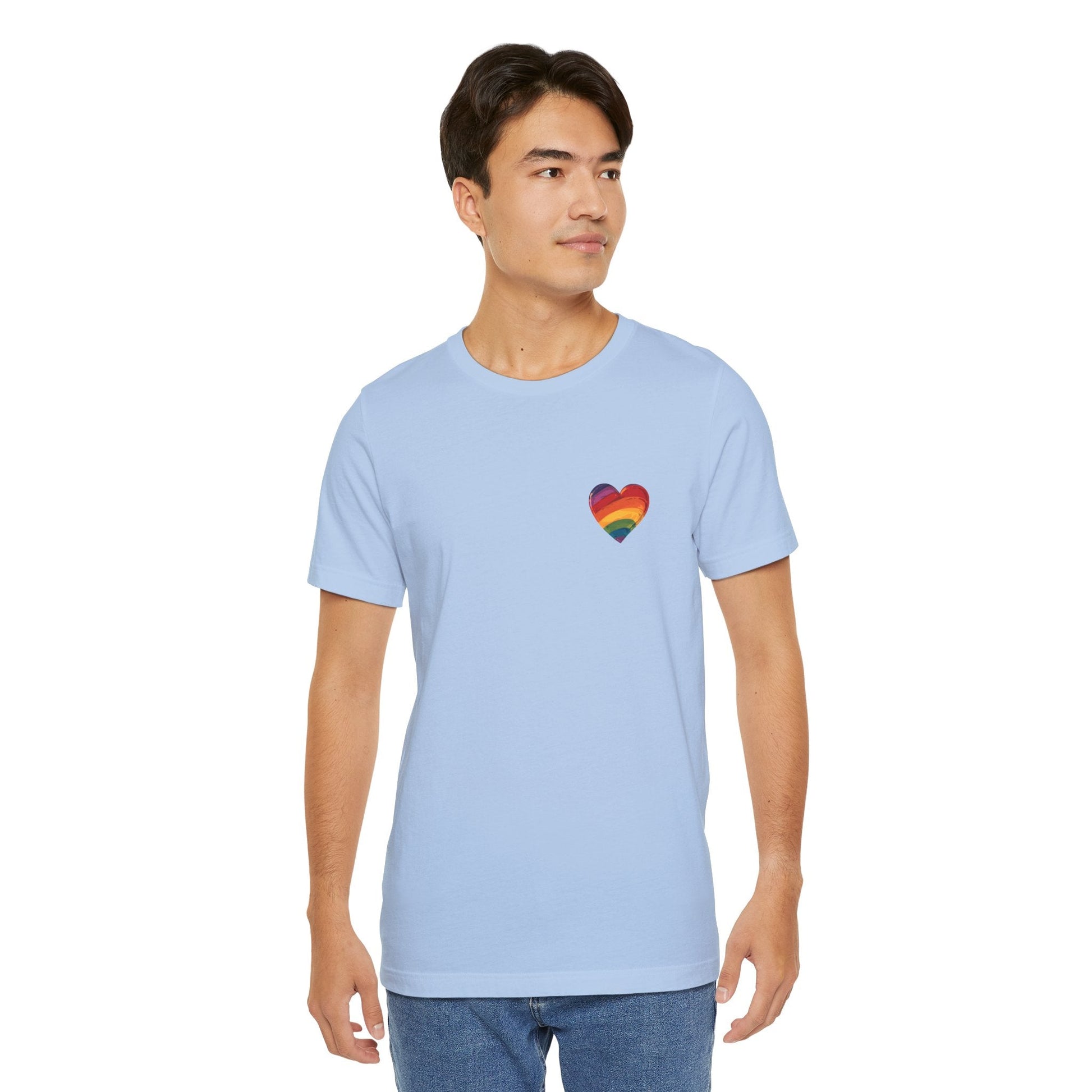 Cartoon Rainbow Heart - Heart - Side Print - Unisex T-Shirt - T-Shirt - The Lucky Wombat