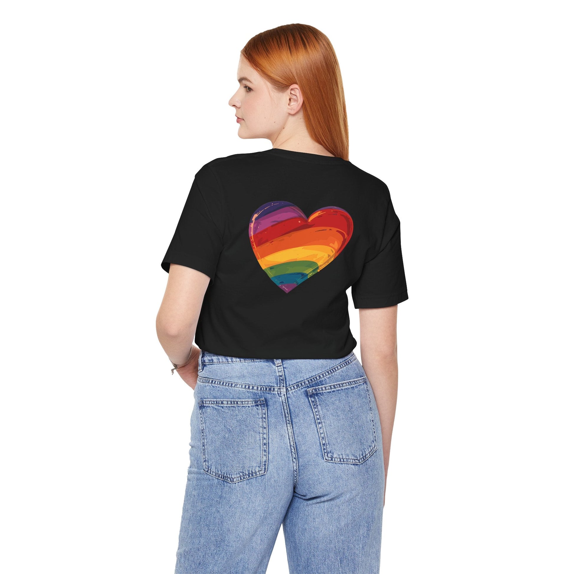 Cartoon Rainbow Heart - Heart - Side Print - Unisex T-Shirt - T-Shirt - The Lucky Wombat