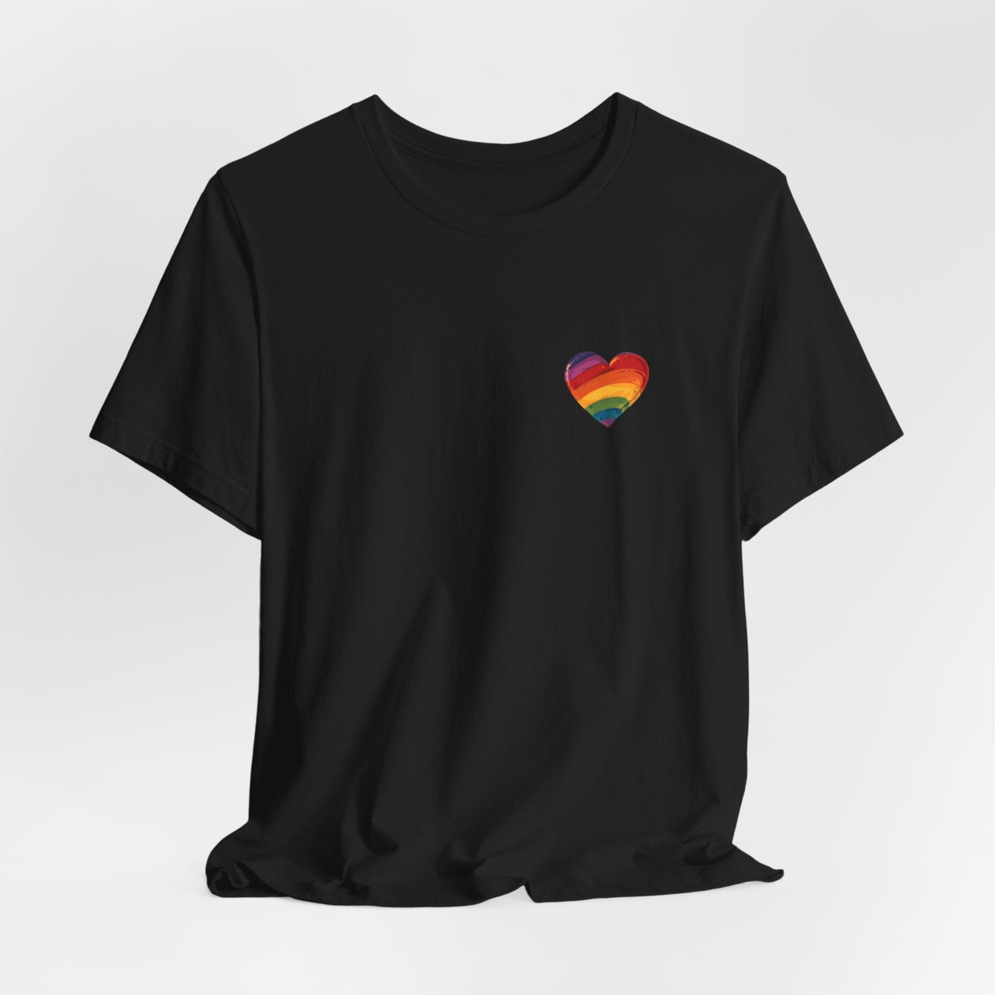 Cartoon Rainbow Heart - Heart - Side Print - Unisex T-Shirt - T-Shirt - The Lucky Wombat