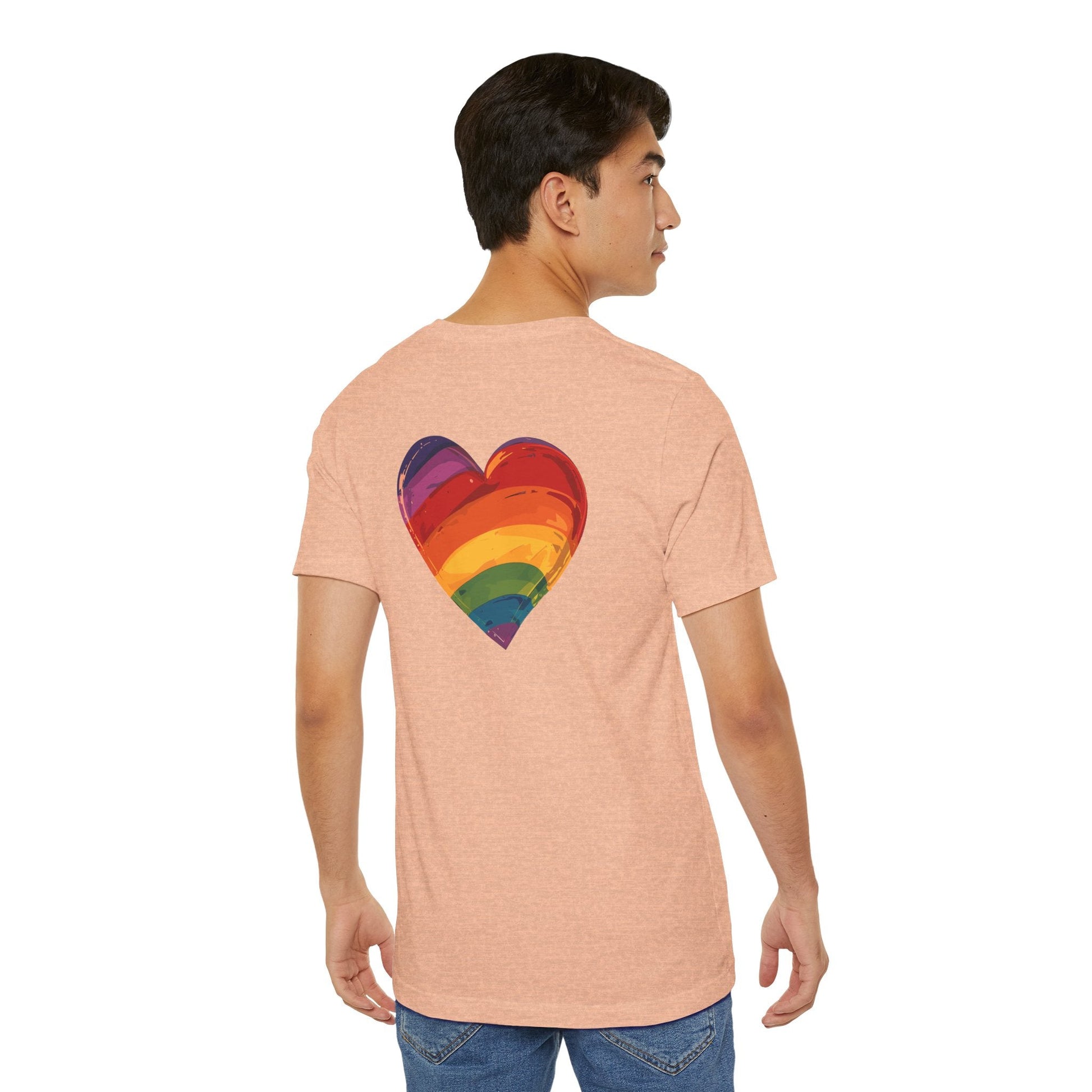 Cartoon Rainbow Heart - Heart - Side Print - Unisex T-Shirt - T-Shirt - The Lucky Wombat