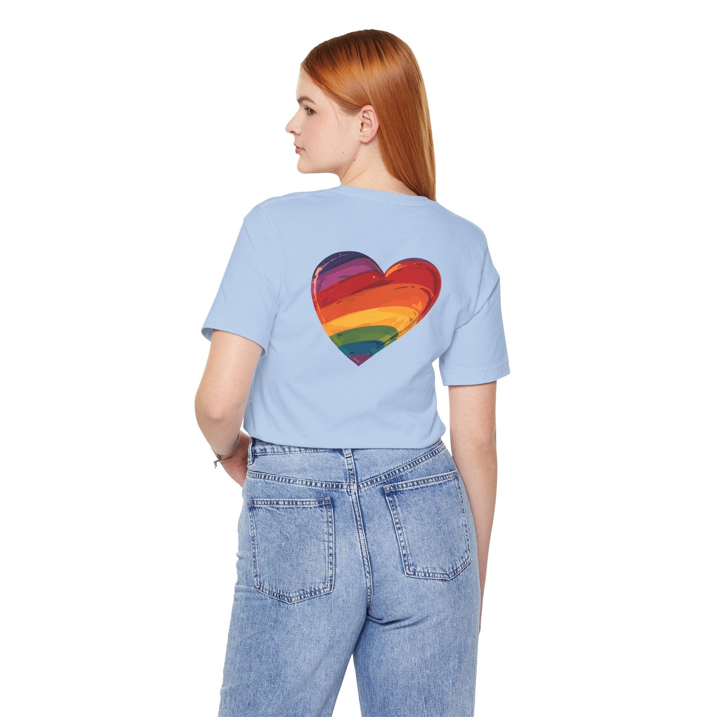 Cartoon Rainbow Heart - Heart - Side Print - Unisex T-Shirt - T-Shirt - The Lucky Wombat