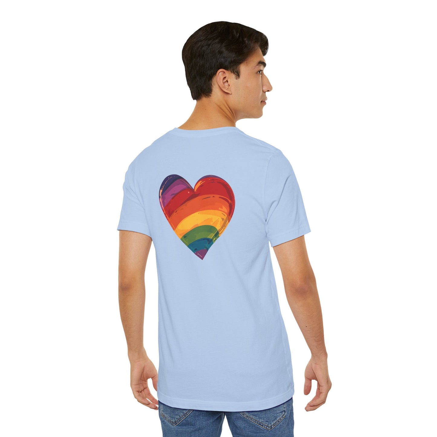 Cartoon Rainbow Heart - Heart - Side Print - Unisex T-Shirt - T-Shirt - The Lucky Wombat