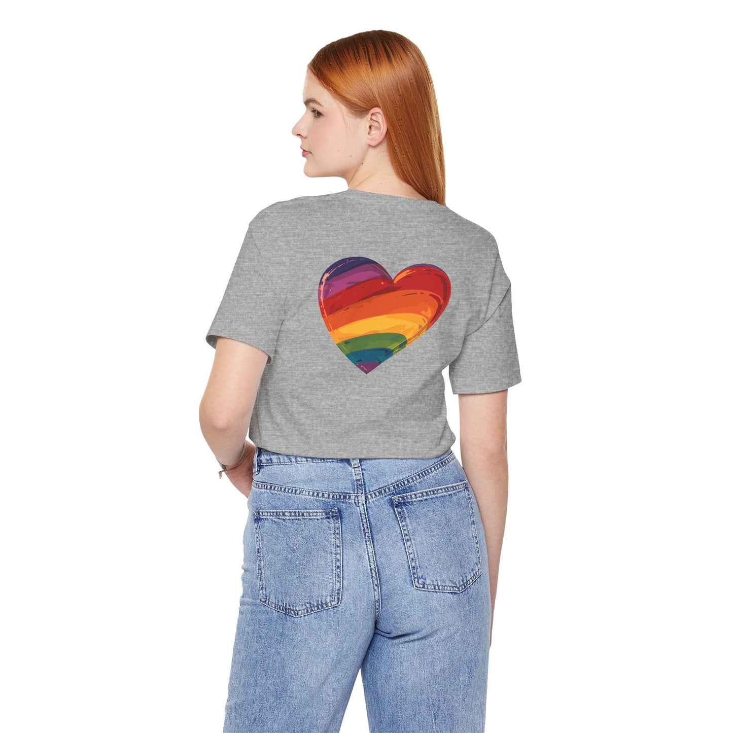 Cartoon Rainbow Heart - Heart - Side Print - Unisex T-Shirt - T-Shirt - The Lucky Wombat