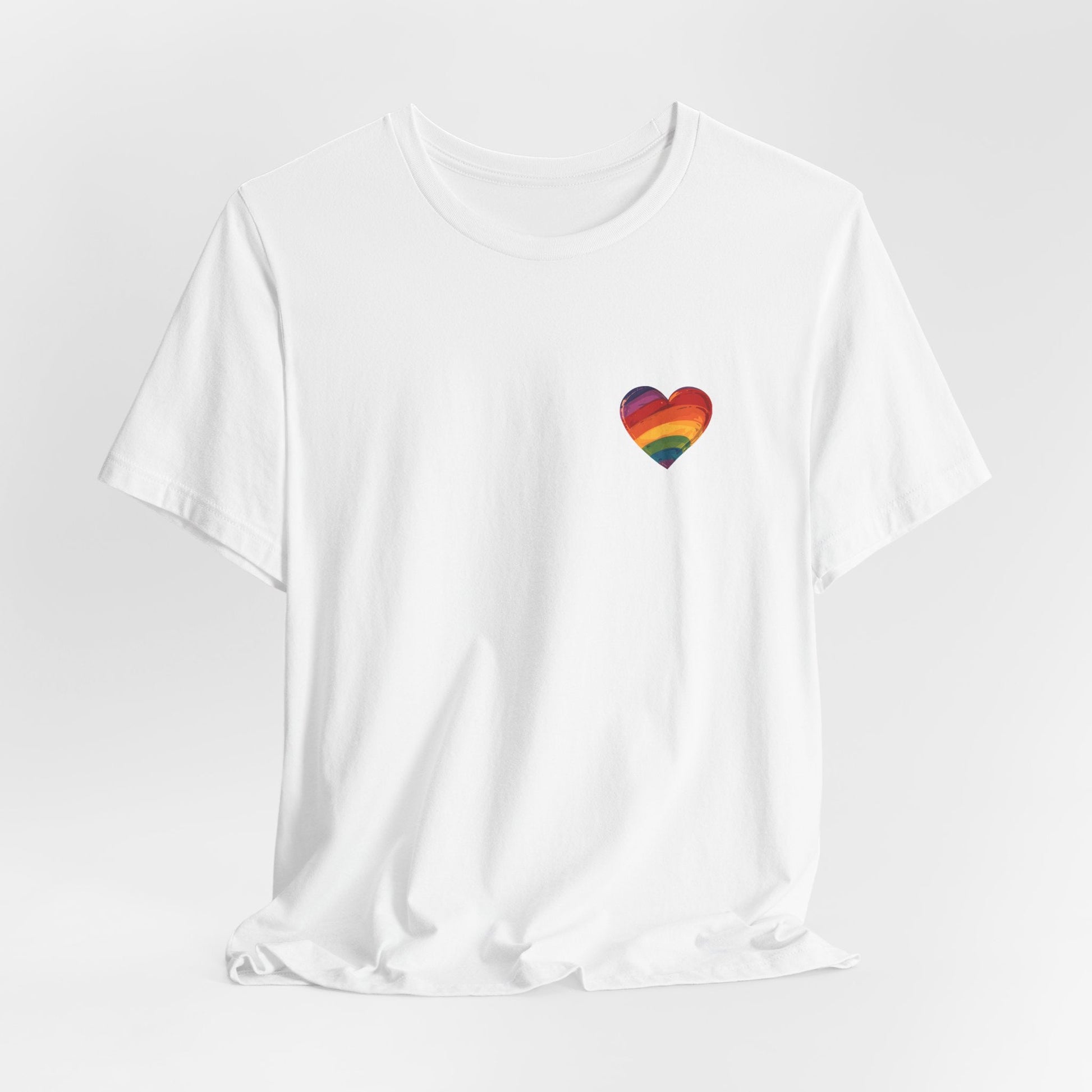 Cartoon Rainbow Heart - Heart - Side Print - Unisex T-Shirt - T-Shirt - The Lucky Wombat