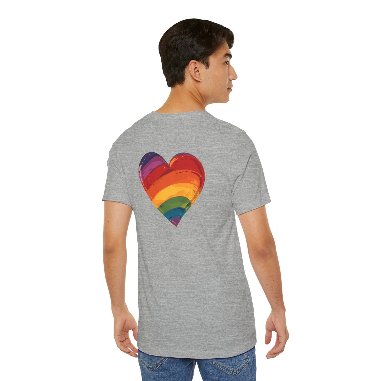 Cartoon Rainbow Heart - Heart - Side Print - Unisex T-Shirt - T-Shirt - The Lucky Wombat