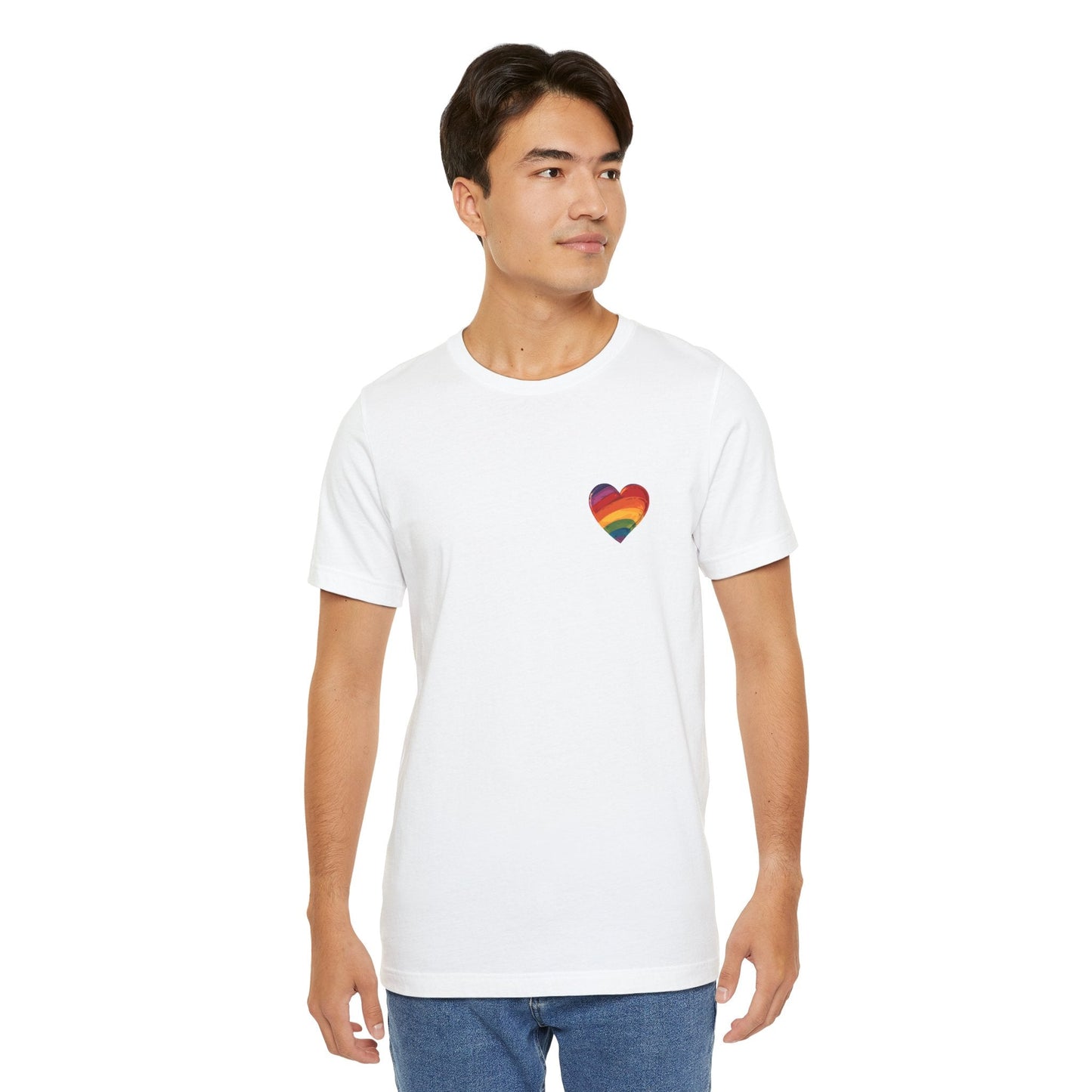 Cartoon Rainbow Heart - Heart - Side Print - Unisex T-Shirt - T-Shirt - The Lucky Wombat