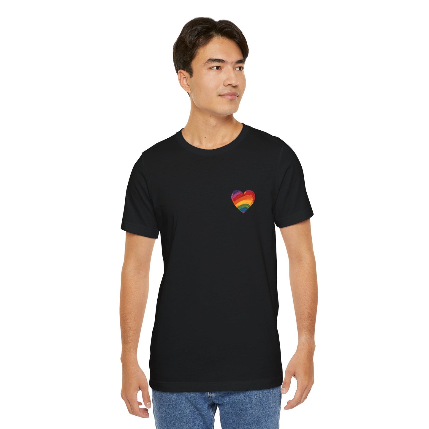 Cartoon Rainbow Heart - Heart - Side Print - Unisex T-Shirt - T-Shirt - The Lucky Wombat