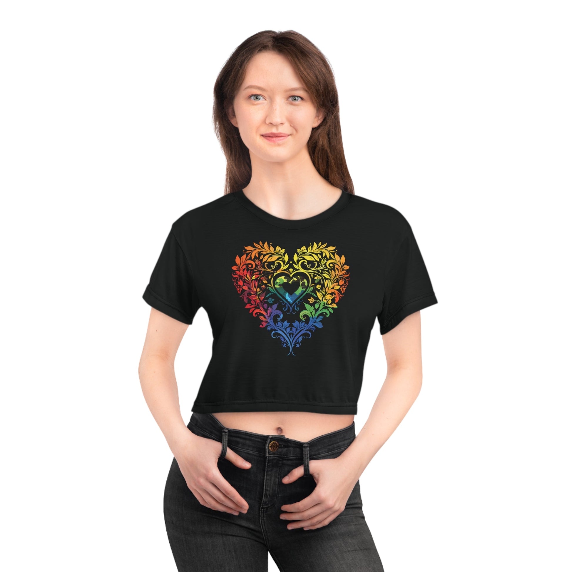 Heart Ornment Crop Top - All Over Prints - The Lucky Wombat