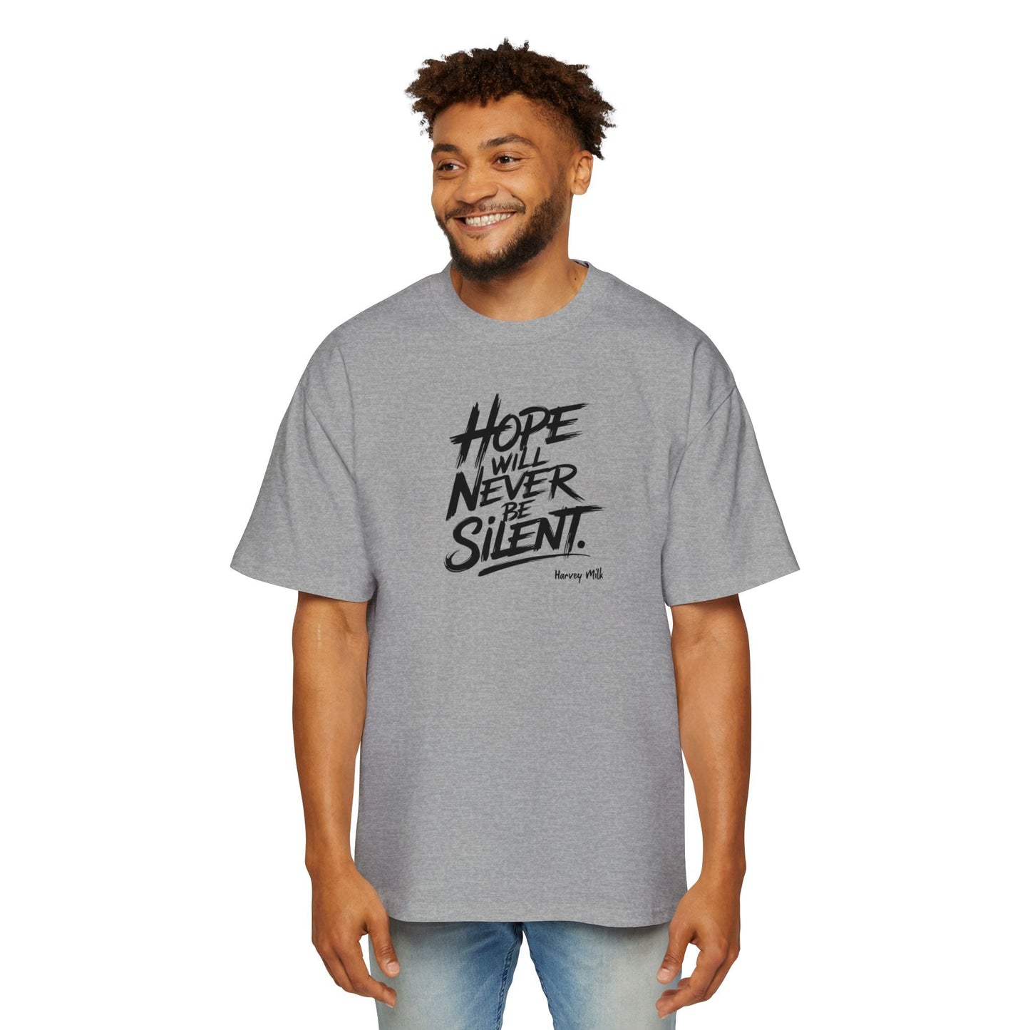 "Hope Will Never Be Silent" Oversize Tee – Harvey Milk Quote - T-Shirt - The Lucky Wombat