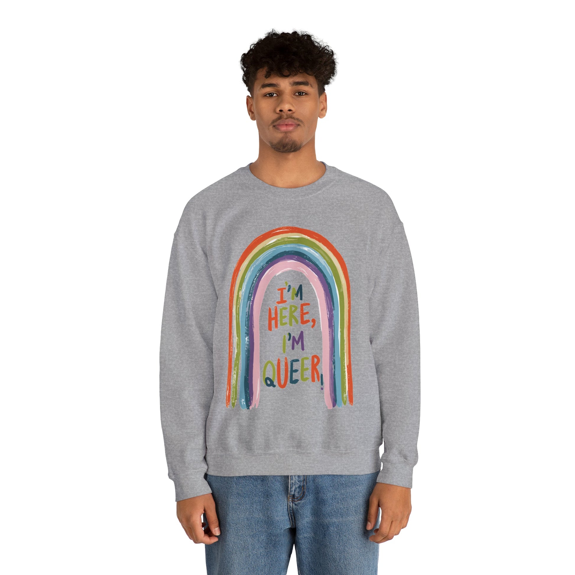 I'm Here, I'm Queer - Rainbow - Sweatshirt - Sweatshirt - The Lucky Wombat