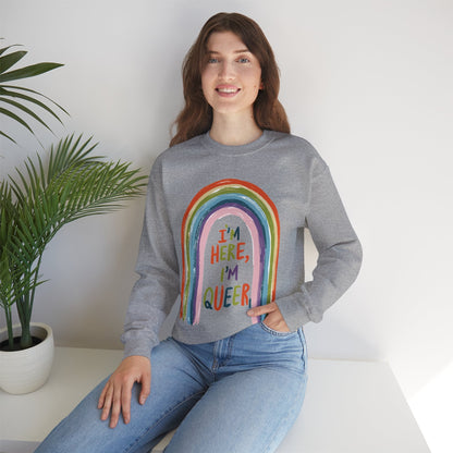 I'm Here, I'm Queer - Rainbow - Sweatshirt - Sweatshirt - The Lucky Wombat