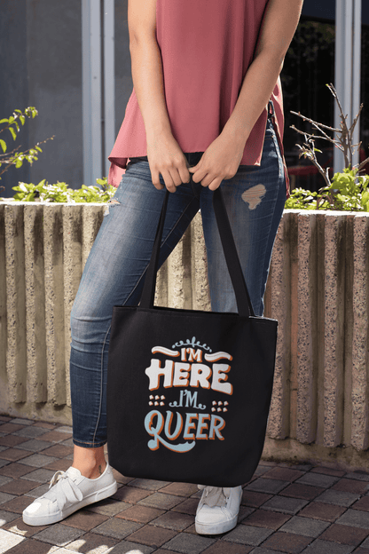 I'm Here , I'm Queer - Tote Bag - Accessories - The Lucky Wombat