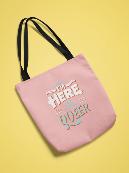 I'm Here , I'm Queer - Tote Bag - Accessories - The Lucky Wombat