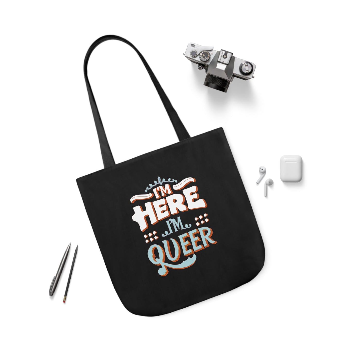 I'm Here , I'm Queer - Tote Bag - Accessories - The Lucky Wombat