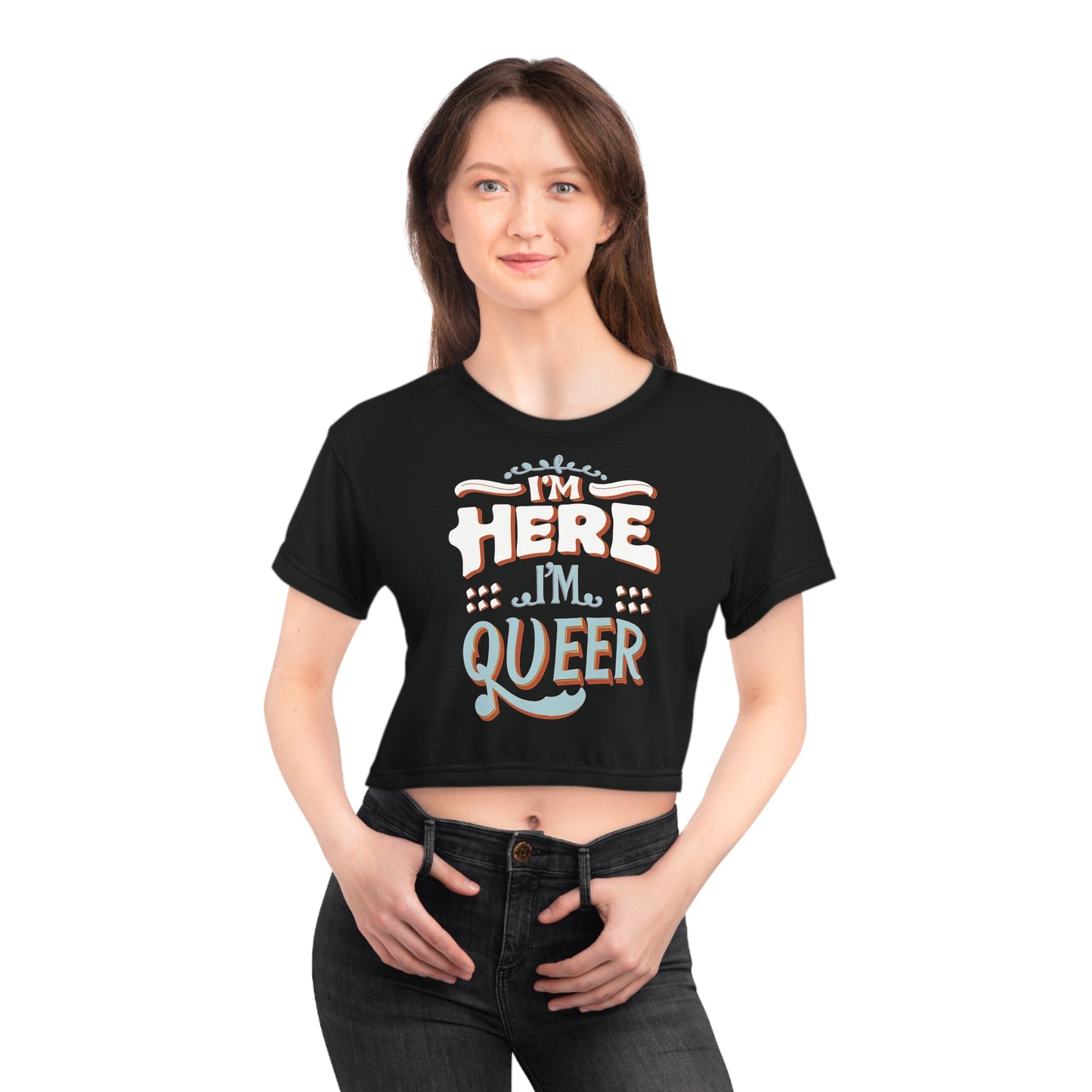 I'm Here,I'm Queer! Crop Top - All Over Prints - The Lucky Wombat