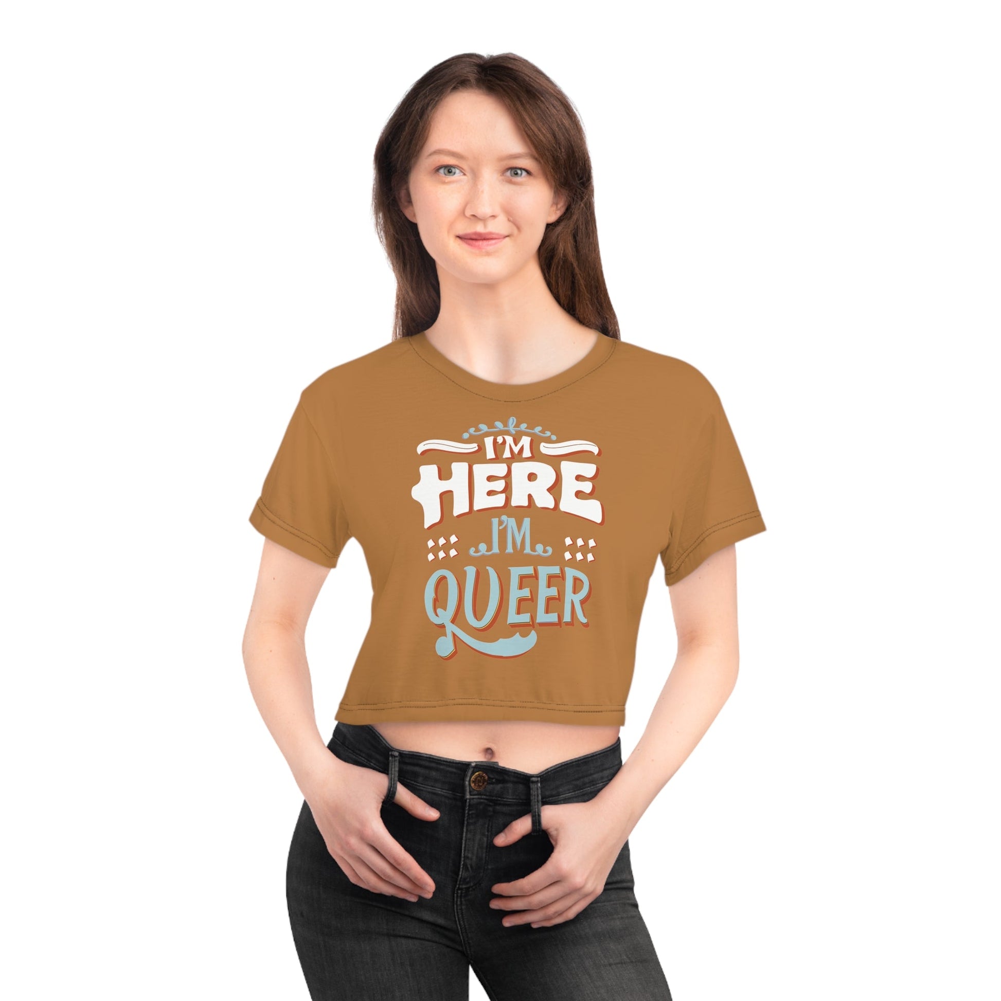 I'm Here,I'm Queer! Crop Top - All Over Prints - The Lucky Wombat