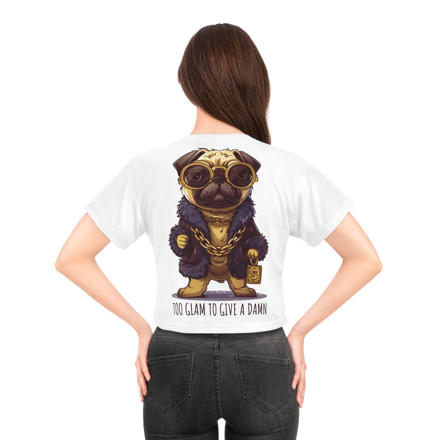 Pug Life Crop Top - Too Glam To Give a Damn - All Over Prints - The Lucky Wombat