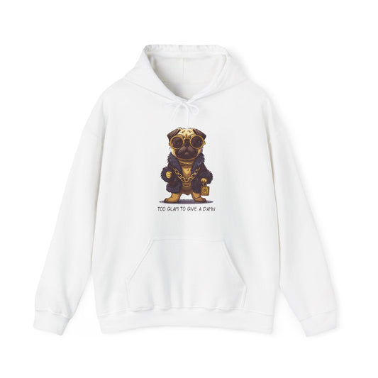 Pug Life Hoodie - Too Glam To Give a Damn - Hoodie - The Lucky Wombat