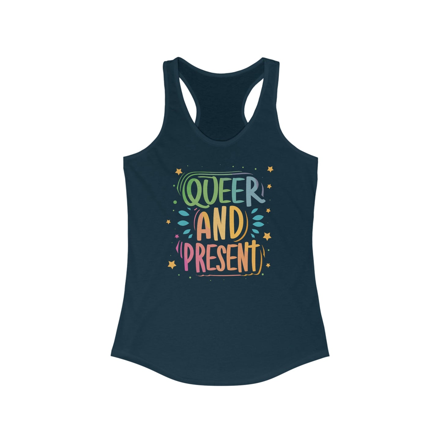 Queer and Present - Black - Women's Tank Top - Tank Top - The Lucky Wombat