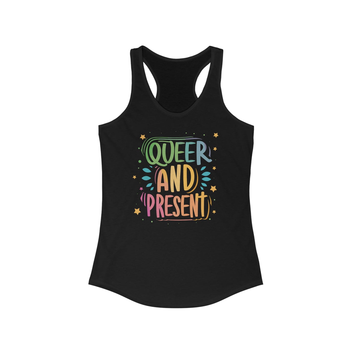 Queer and Present - Black - Women's Tank Top - Tank Top - The Lucky Wombat