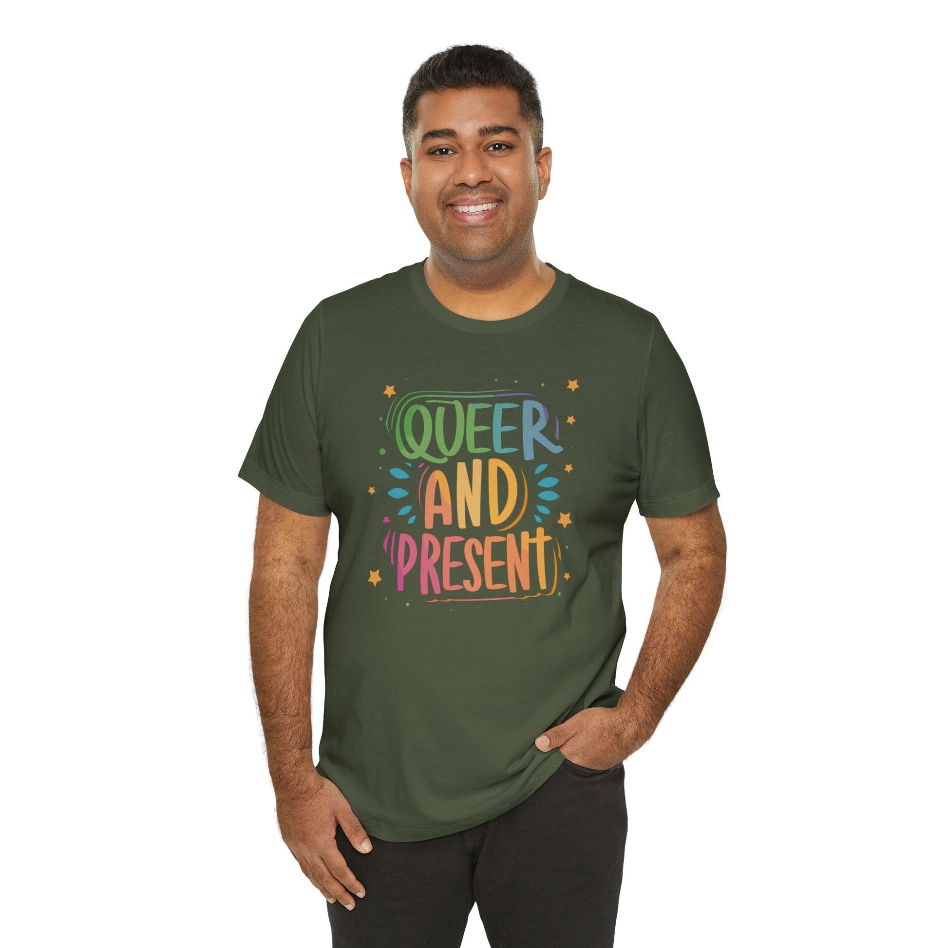 Queer and Present - Unisex T-shirt - T-Shirt - The Lucky Wombat