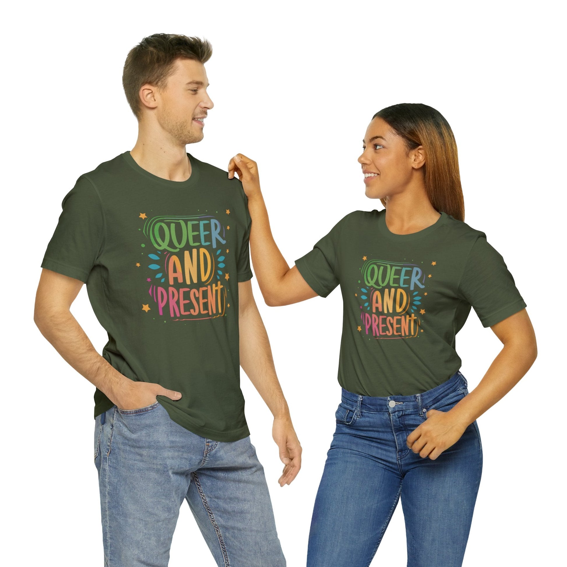 Queer and Present - Unisex T-shirt - T-Shirt - The Lucky Wombat