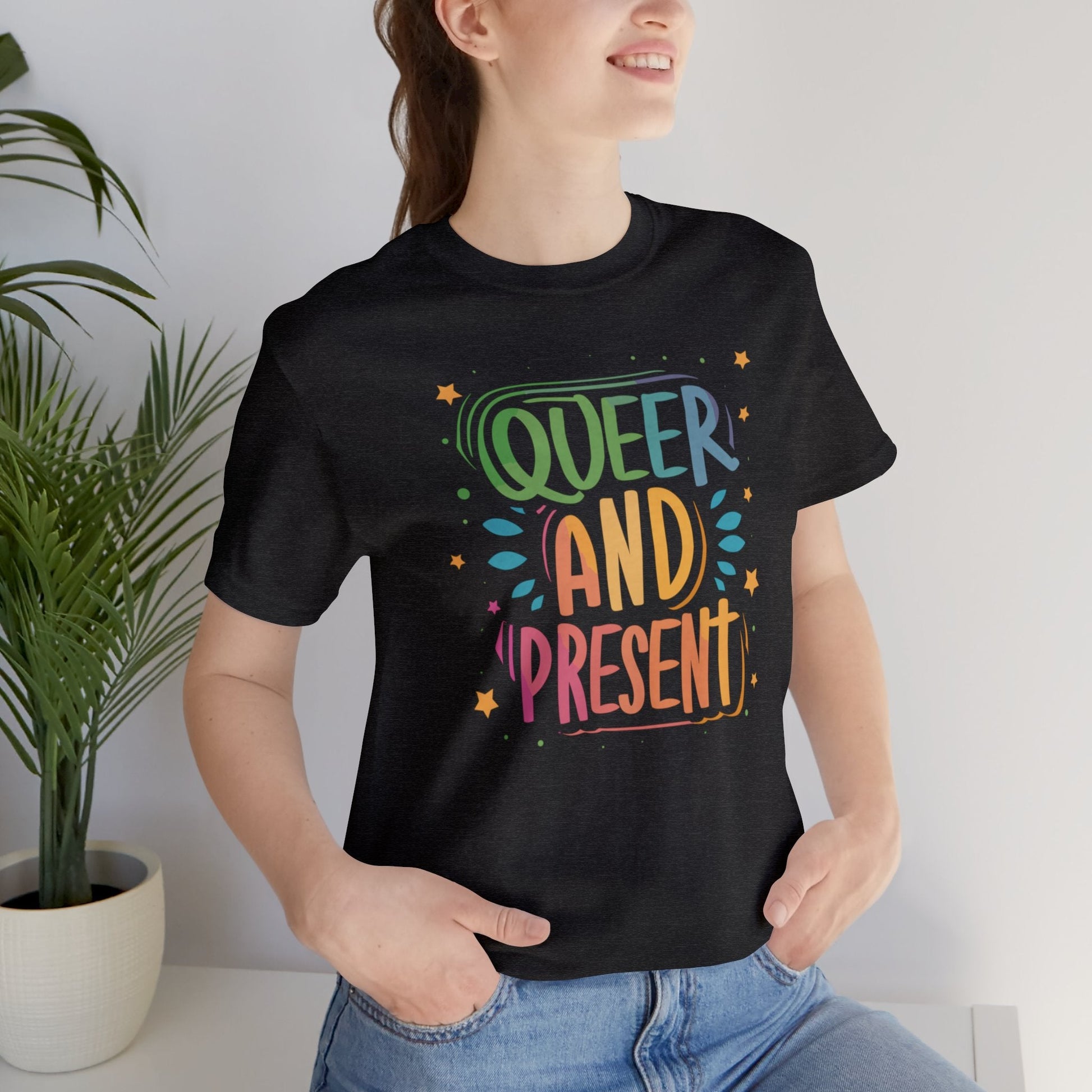 Queer and Present - Unisex T-shirt - T-Shirt - The Lucky Wombat