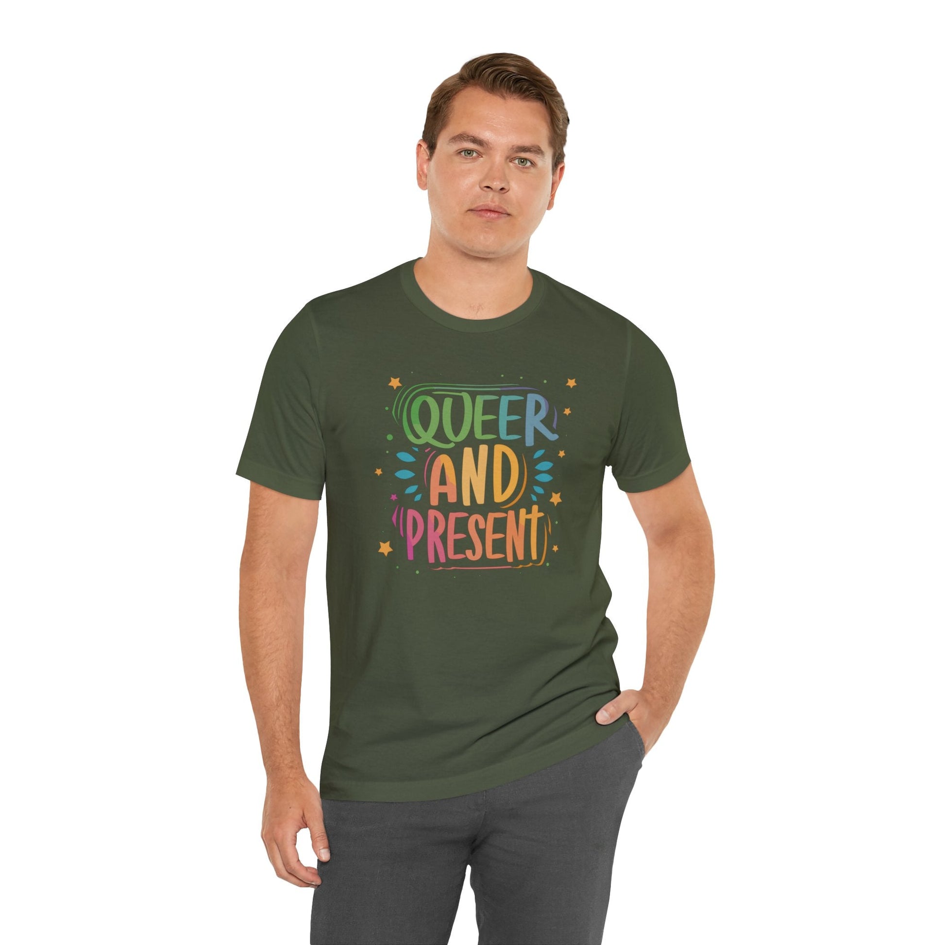 Queer and Present - Unisex T-shirt - T-Shirt - The Lucky Wombat