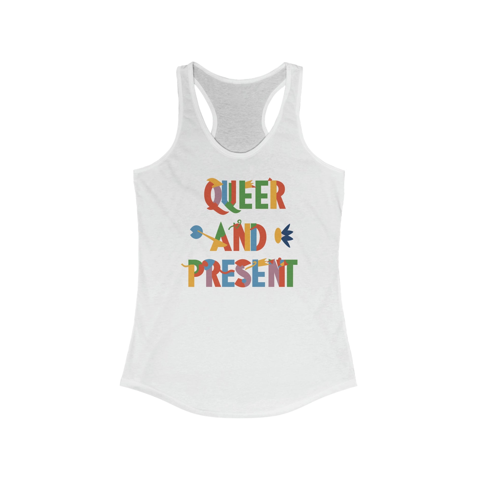 Queer and Present - White - Women's Tank Top - Tank Top - The Lucky Wombat