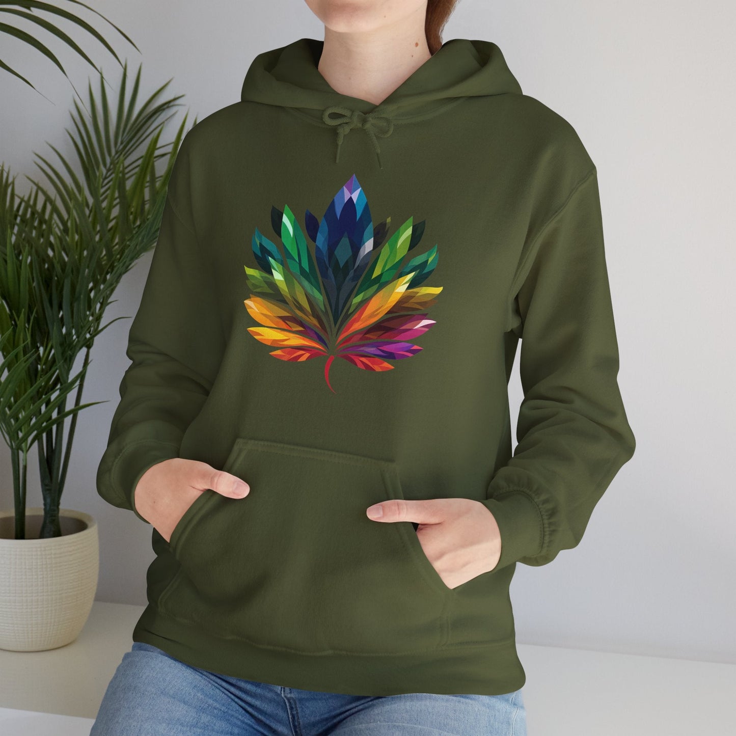 Rainbow - Coloured Leaf - Unisex Hoodie - Hoodie - The Lucky Wombat