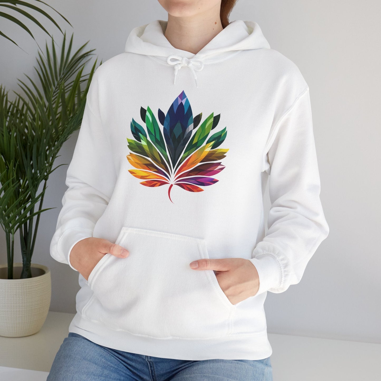 Rainbow - Coloured Leaf - Unisex Hoodie - Hoodie - The Lucky Wombat