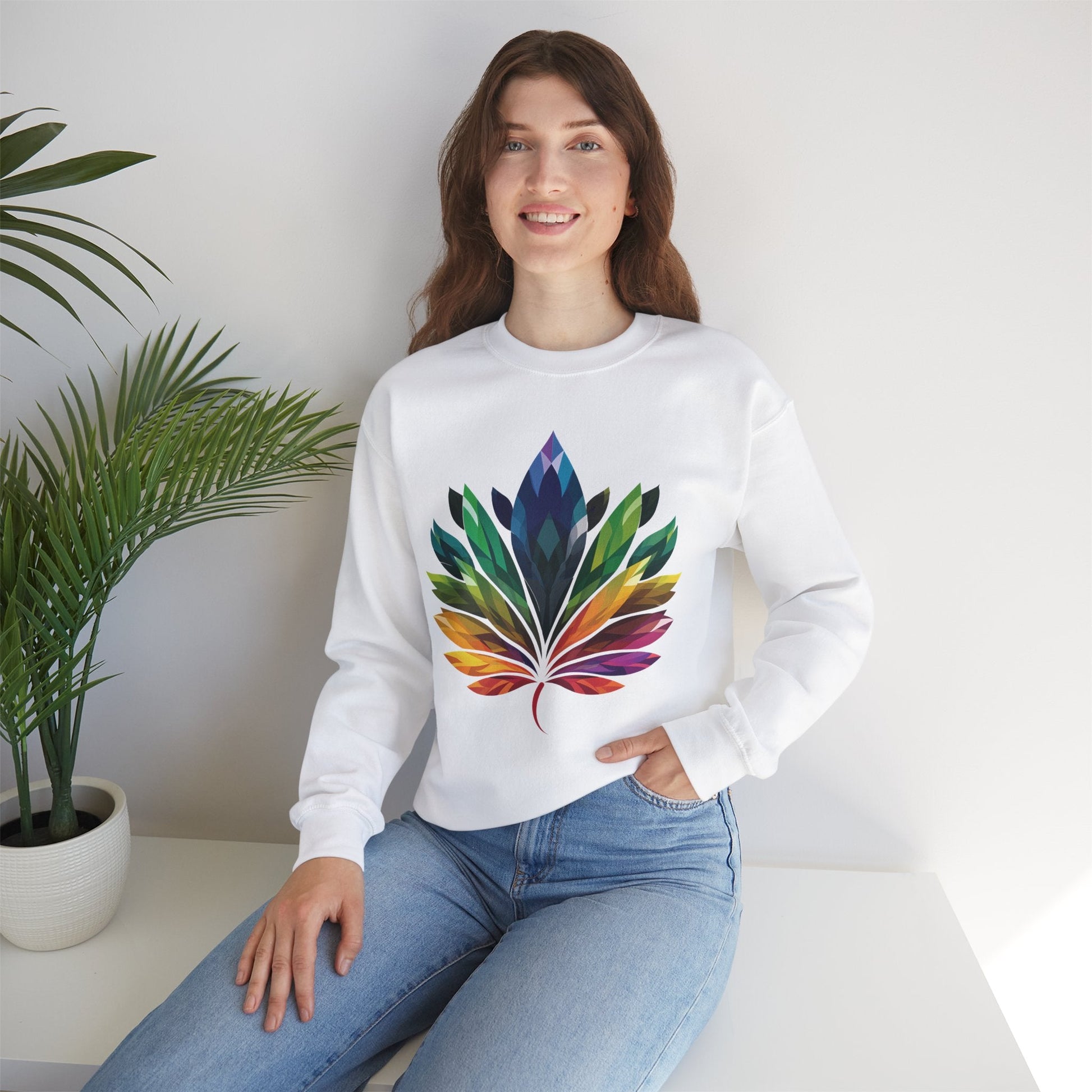 Rainbow - Coloured Leaf Unisex Sweatshirt - Sweatshirt - The Lucky Wombat