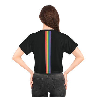 Rainbow Heart Ornament - Black Crop Top - All Over Prints - The Lucky Wombat